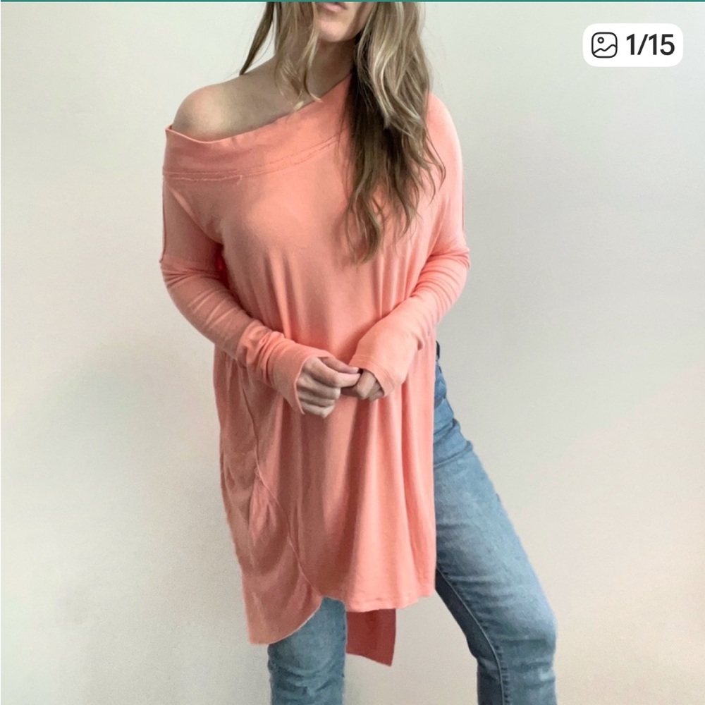 WE THE FREE Free People Grapevine Off Shoulder Asymmetric Tunic Top sz S